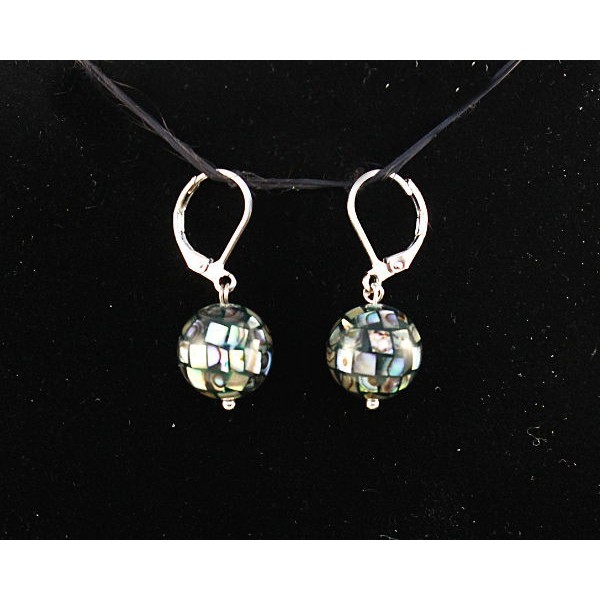 Серьги из гелиотиса, шарик-мозаика 12мм