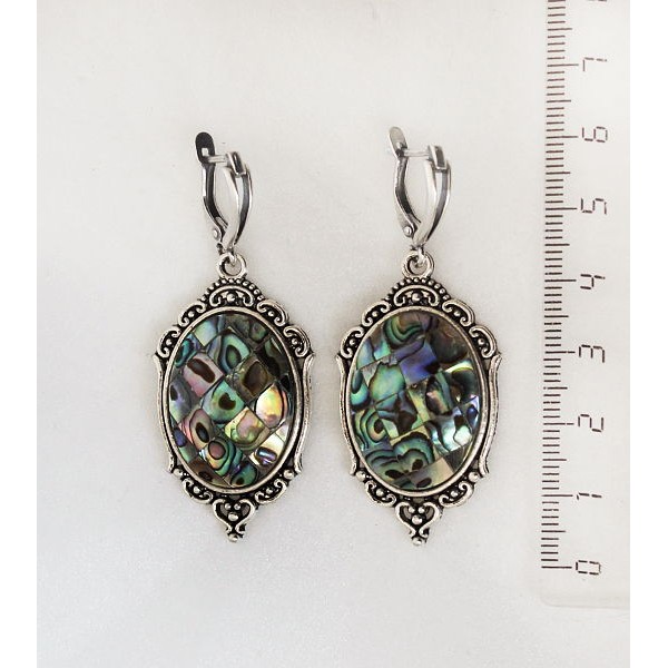 Серьги из гелиотиса, овал 25х18мм, оправа