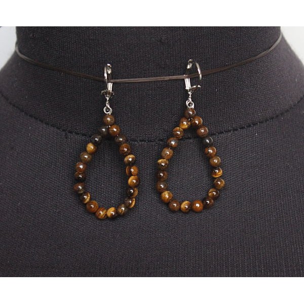 Серьги из тигрового глаза, шарик 4мм,