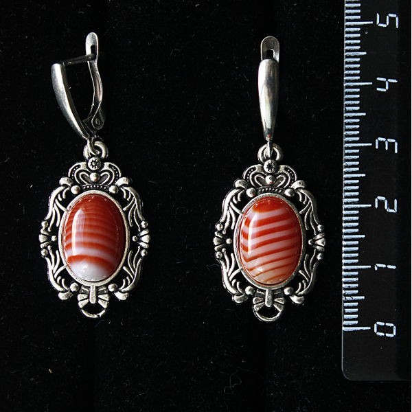 Серьги из cердолика полосатого,