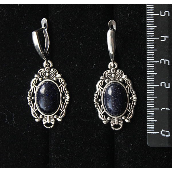 Серьги из авантюрина синего (иск.), основа