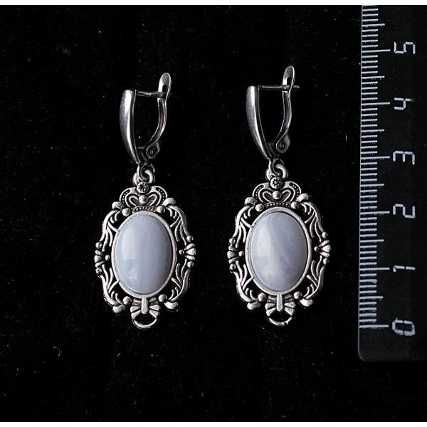 Серьги из агата голубого (сапфирин),