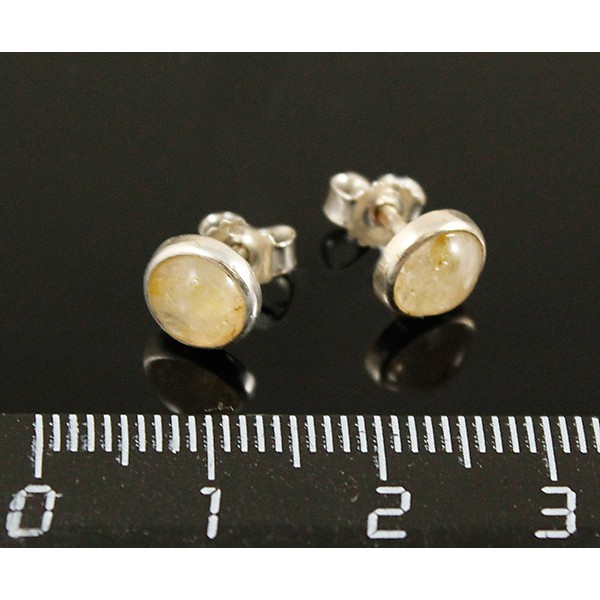 C925 Серьги 1.51г цитрин круг 5мм