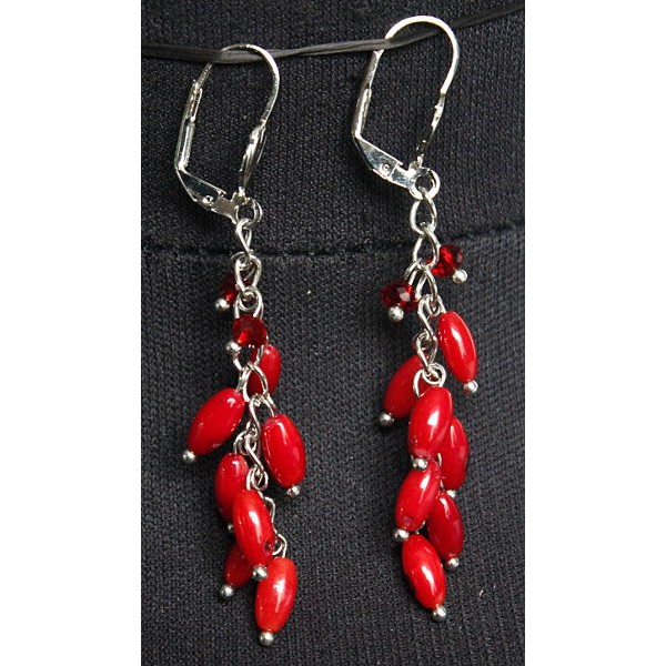 Серьги из коралла красного,