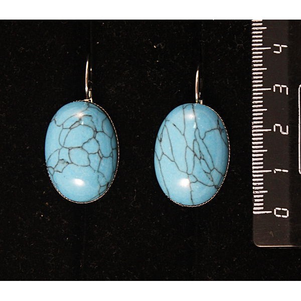 Серьги из бирюзы (иск.), овал 25х18мм, замок петелька