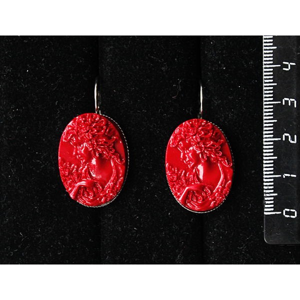 Серьги из крафтовой смолы, цвет красный, кабошон