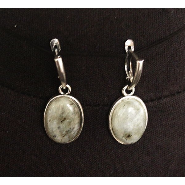 Серьги из лабрадорита, простой овал 18х13мм, швензы посеребрение
