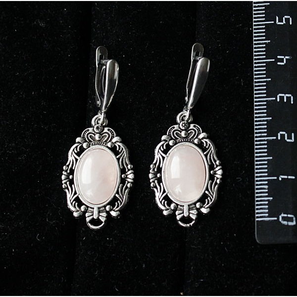 Серьги из кварца розового,