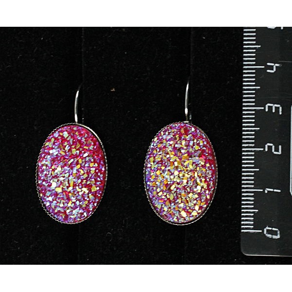 Серьги c кабошоном из пластика