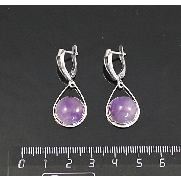 Серьги из аметиста, круг 12мм,