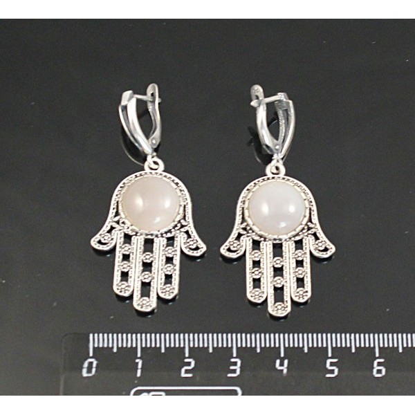 Серьги из агата серого, круг 12мм,