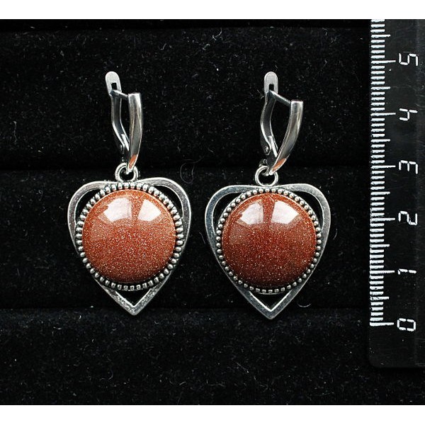 Серьги из авантюрина красного (синт.)