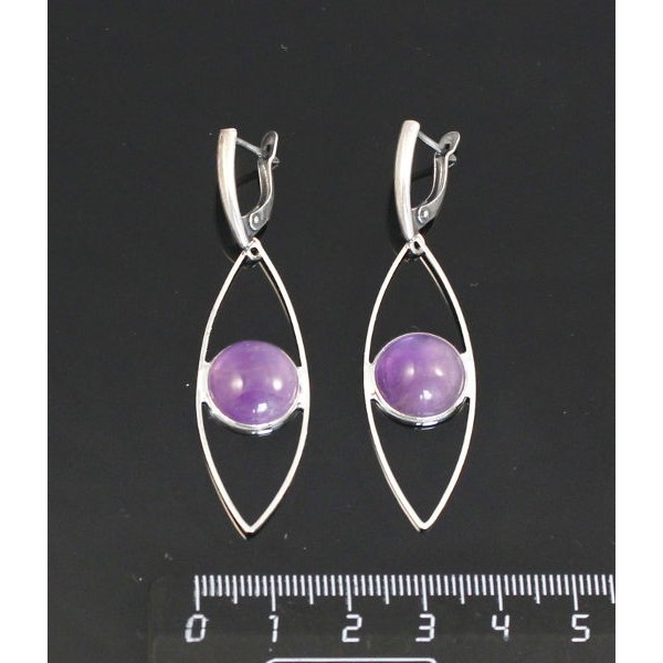 Серьги из аметиста, круг 12мм,