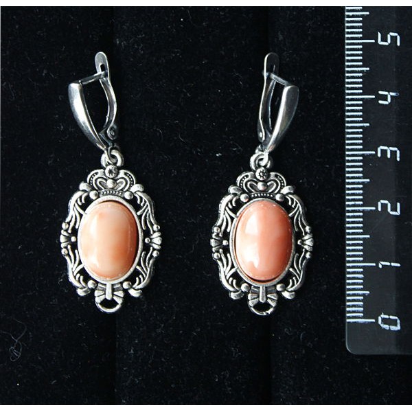 Серьги из коралла оранжевого (иск.),