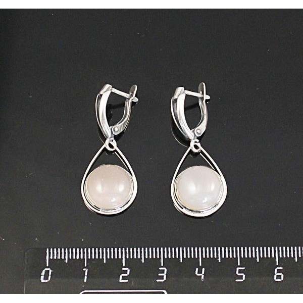 Серьги из агата серого, круг 12мм,