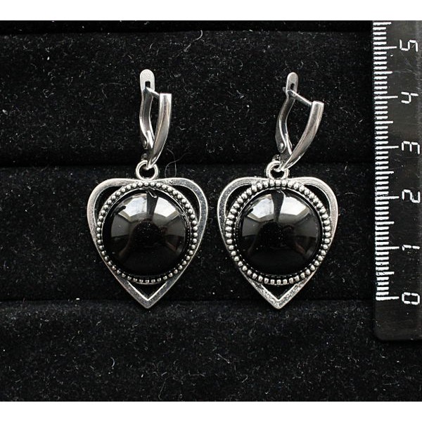 Серьги из агата черного