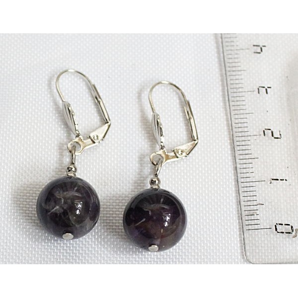 Серьги из аметиста, шарик 12мм