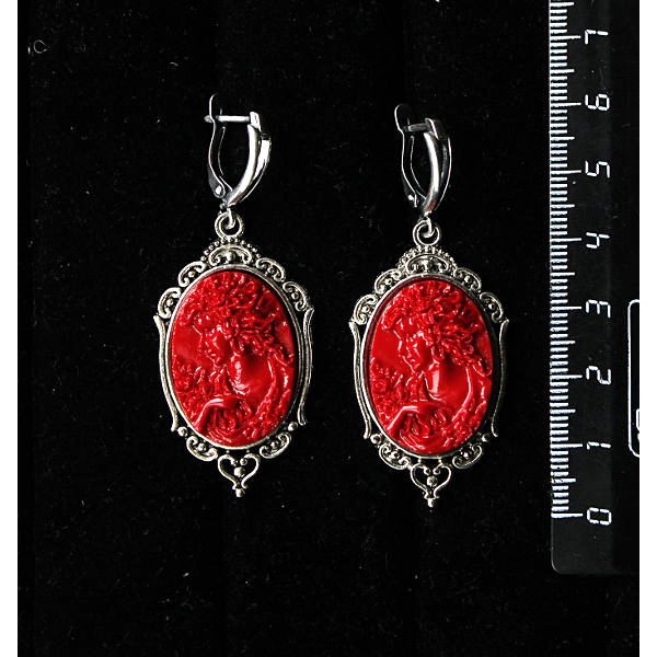 Серьги из крафтовой смолы, цвет красный, кабошон