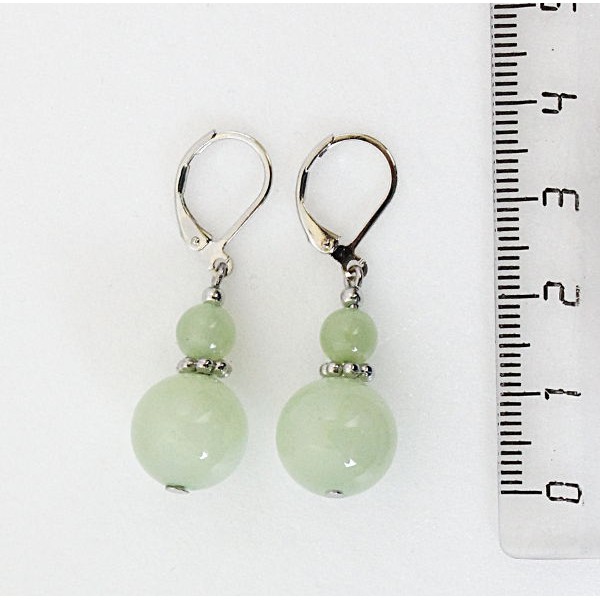 Серьги из оникса зеленого, шарик 12мм и 6мм