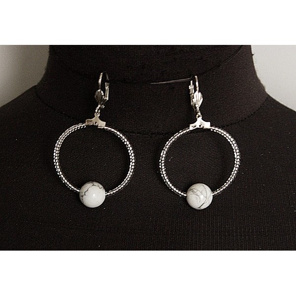 Серьги из камня каулит (имитация кахолонга),