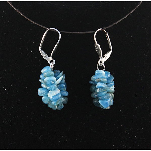 Серьги из апатита, галтовка, 3 нити