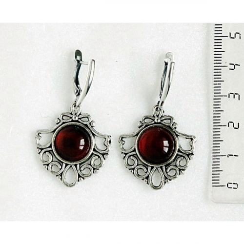 Серьги из сердолика, круг12мм, оправа 
