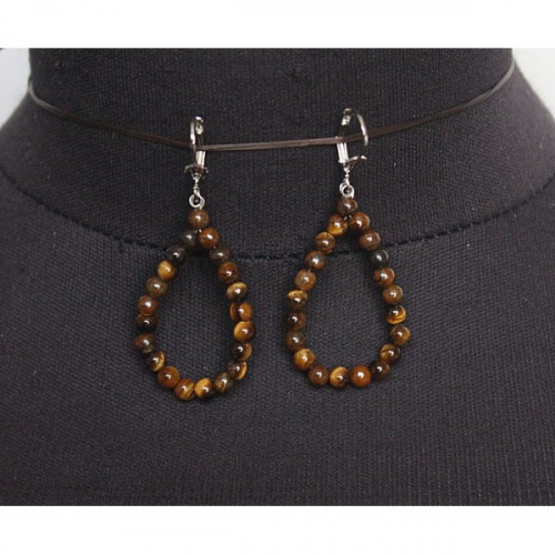 Серьги из тигрового глаза, шарик 4мм, 