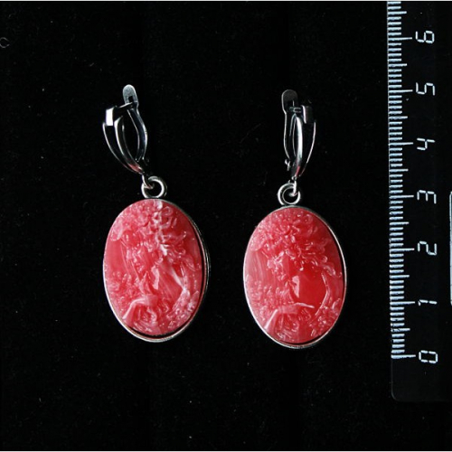Серьги из крафтовой смолы, цвет розовый, кабошон 