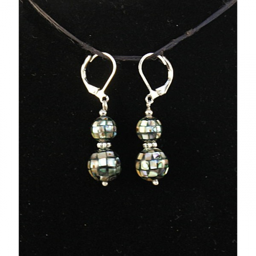 Серьги из гелиотиса, шарик-мозаика 10 и 8мм