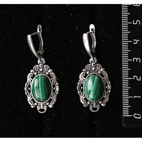 Серьги из малахита, основа 