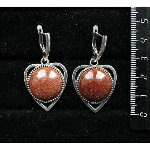 Серьги из авантюрина красного (синт.) 