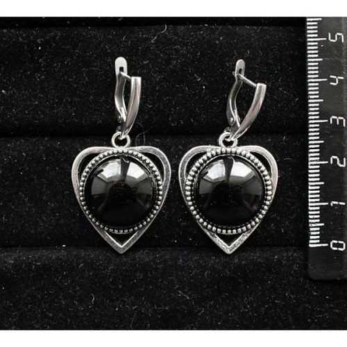 Серьги из агата черного 