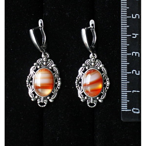 Серьги из сердолика полосатого, основа 
