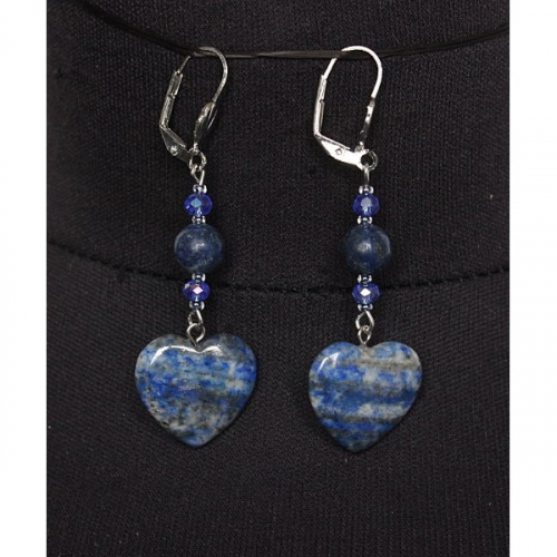 Серьги из лазурита (нат.цвет), сердечки 20мм + бусинка