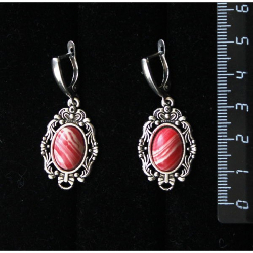 Серьги из агата красного (иск.), основа 
