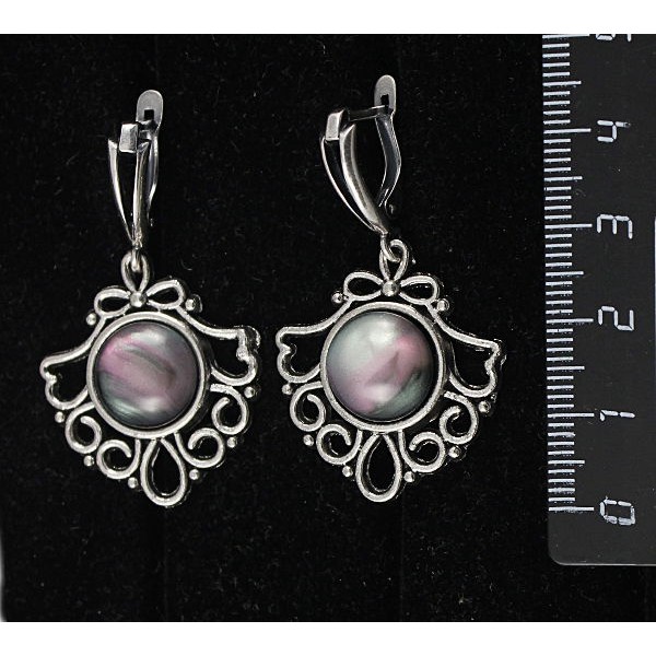 Серьги из гелиотиса (иск.), круг 12мм,