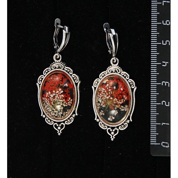 Серьги c кабошоном из пластика
