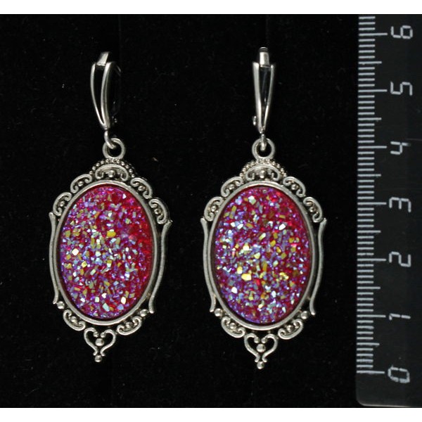 Серьги c кабошоном из пластика