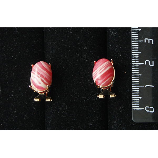 Серьги из агата красного (иск.), овал 14х10мм, замок гвоздик+лапка