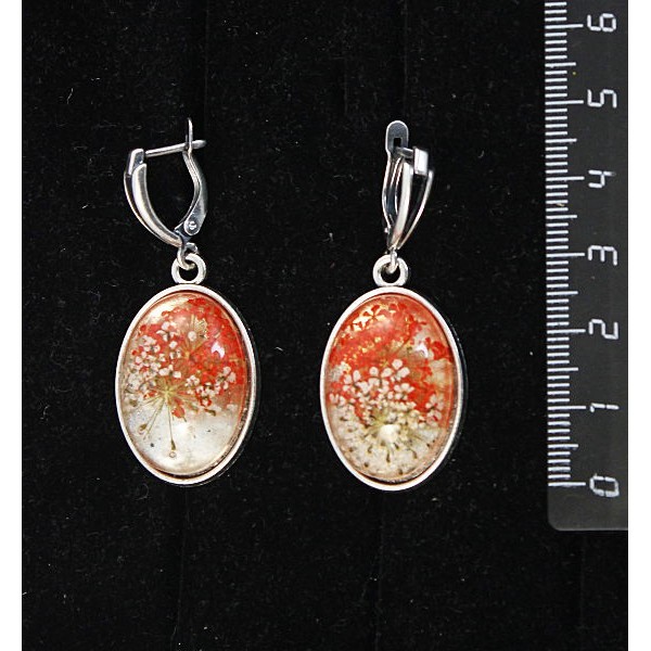 Серьги c кабошоном из пластика