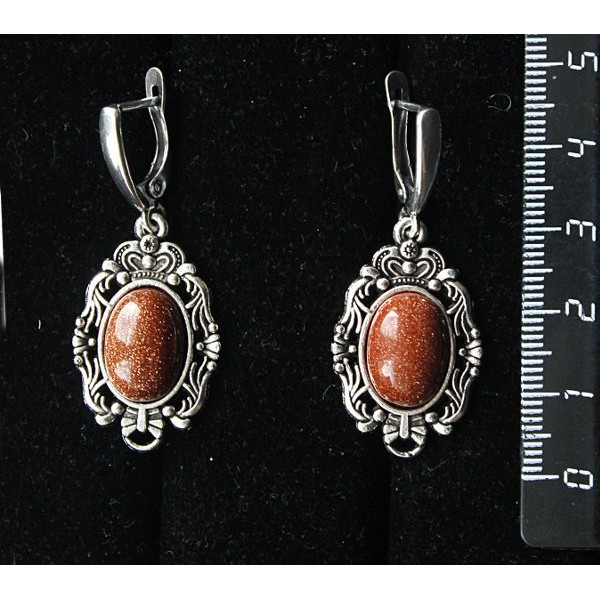 Серьги из авантюрина красного (иск.), основа