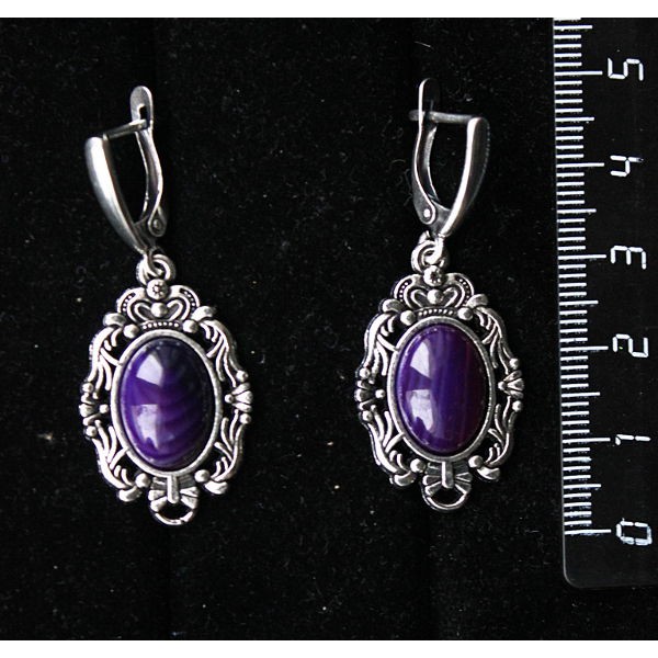 Серьги из агата фиолетового (тонировка),