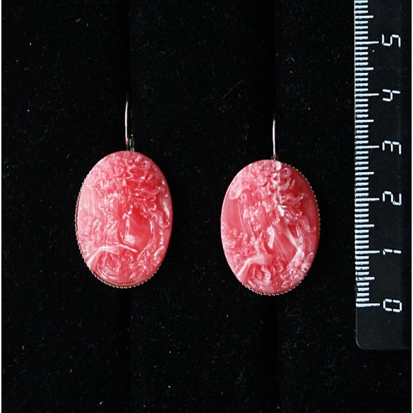 Серьги из крафтовой смолы, цвет розовый, кабошон