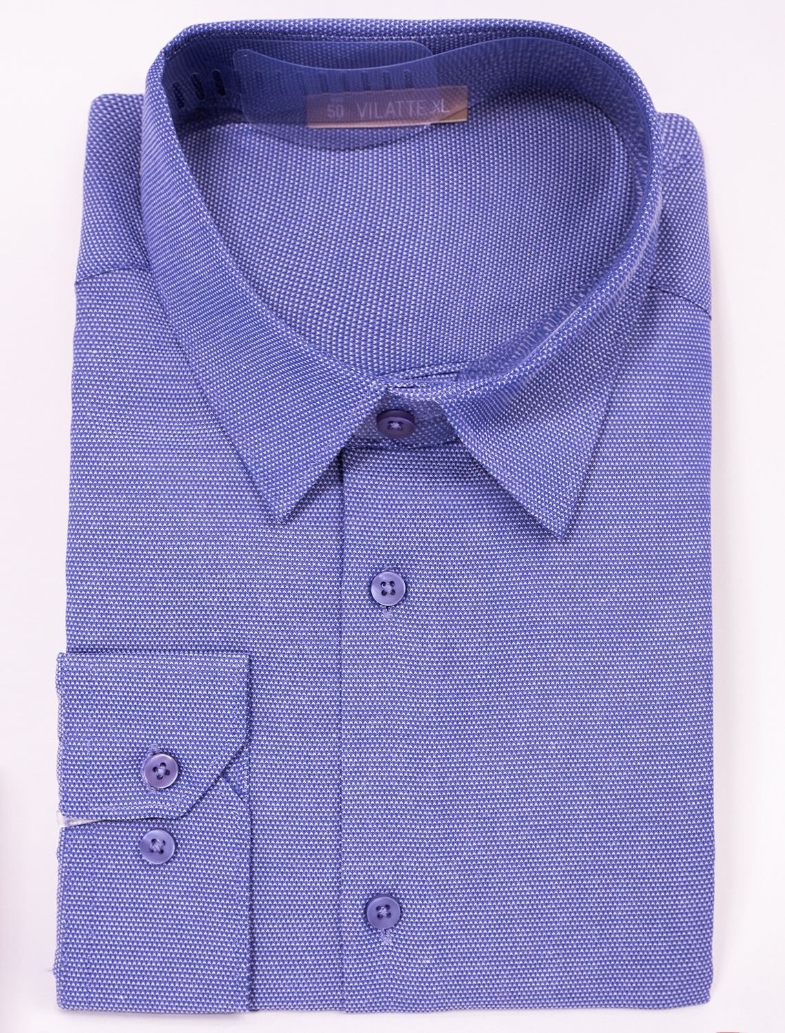 Ст.цена 1990р Рубашка мужская с контрастными внутренними элементами из фактурного хлопка с ПЭ U29.000 т.синий