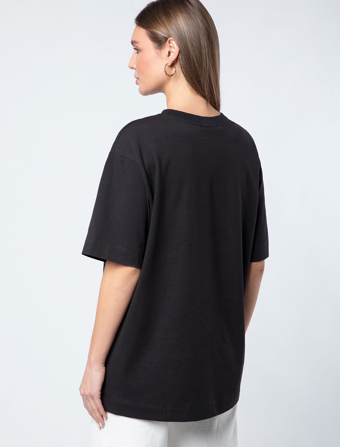 Ст.цена 1290р Футболка овер-сайз из премиального хлопка D49.018 черный