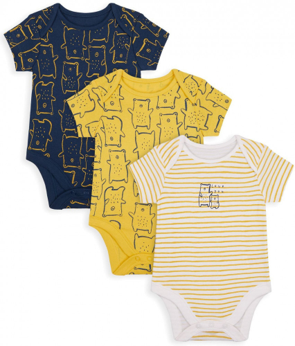 Боди детское B M&D BEAR 3PK BODYSUITS SS, Mothercare