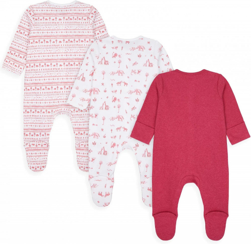 Комбинезон детский G SAFARI FRIENDS 3PK SLEEPSUIT, Mothercare