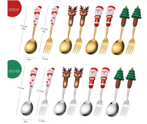 Набор новогодний, вилка и ложка в подарочной упаковке.
