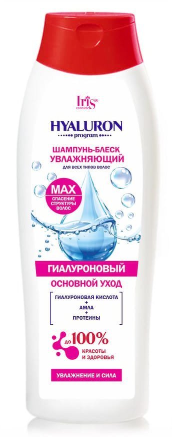 IRIS HYALURON program Шампунь-блеск увлажняющий для всех типов волос серии фл-н 400 мл