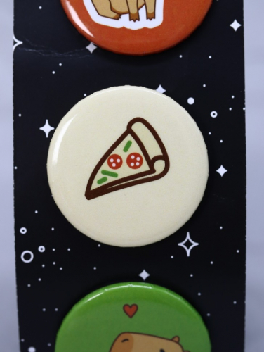 Набор значков 3 шт. iLikeGift «Capybara pizza»